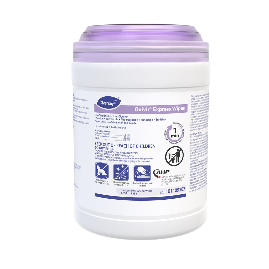 Oxivir Express Wipes, 220ea, 12/CT - One-Step Disinfectant Cleaner Wipes